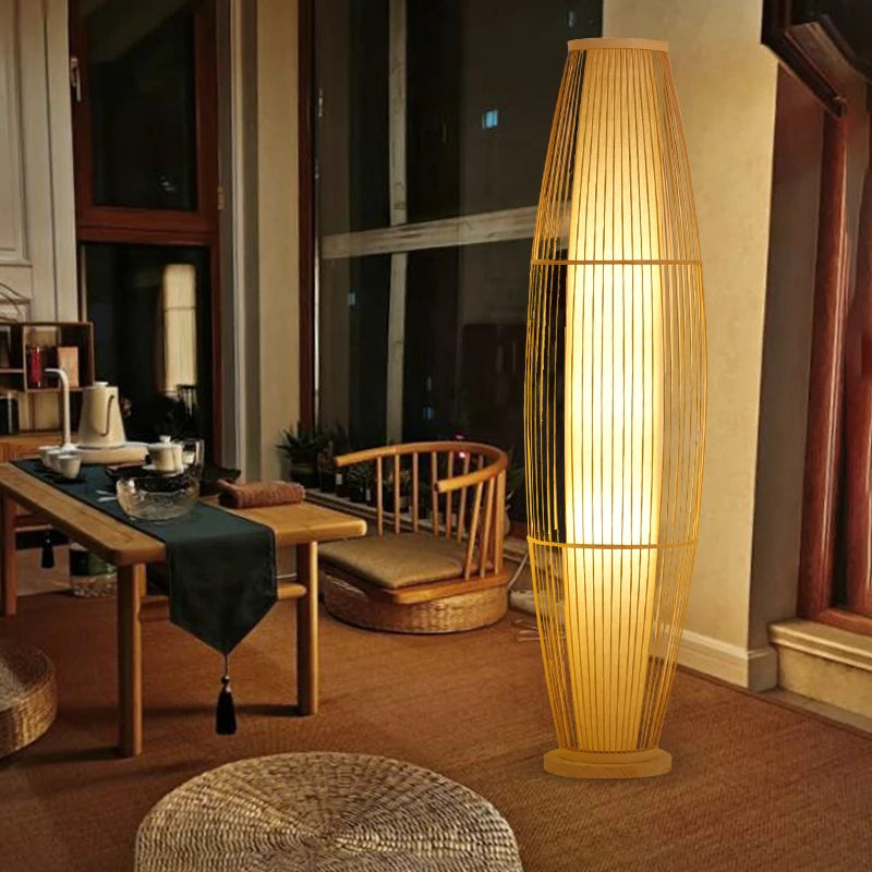 Modern Tea Table Floor Lamps Nordic Creative Bamboo Art LED Standing Light Fixtures Home Deco Living Room Bedroom Bedside Lamp