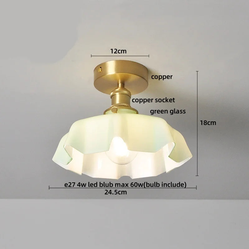 Flush Mount LED Ceiling Light Fixture Bathroom Kitchen Bedroom White Peace Dove Copper Tiffany Glass Plafond Lamp Lamparas