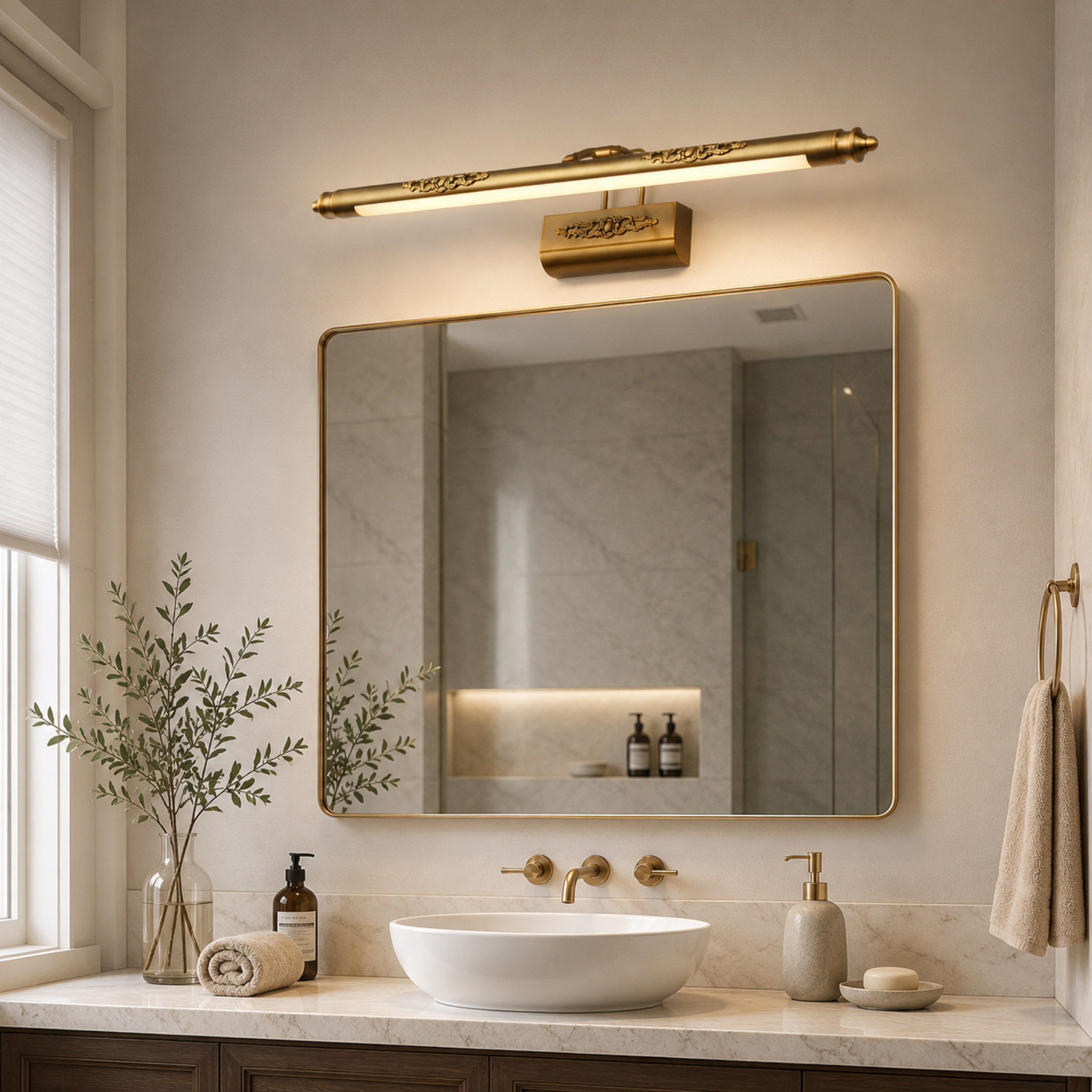 Cosmetic Mirror Retro Lamp 500Mm 8W LED European Makeup Light Vanity Bathroom Wall Lights Bronze Cabinet Lighting Decoration