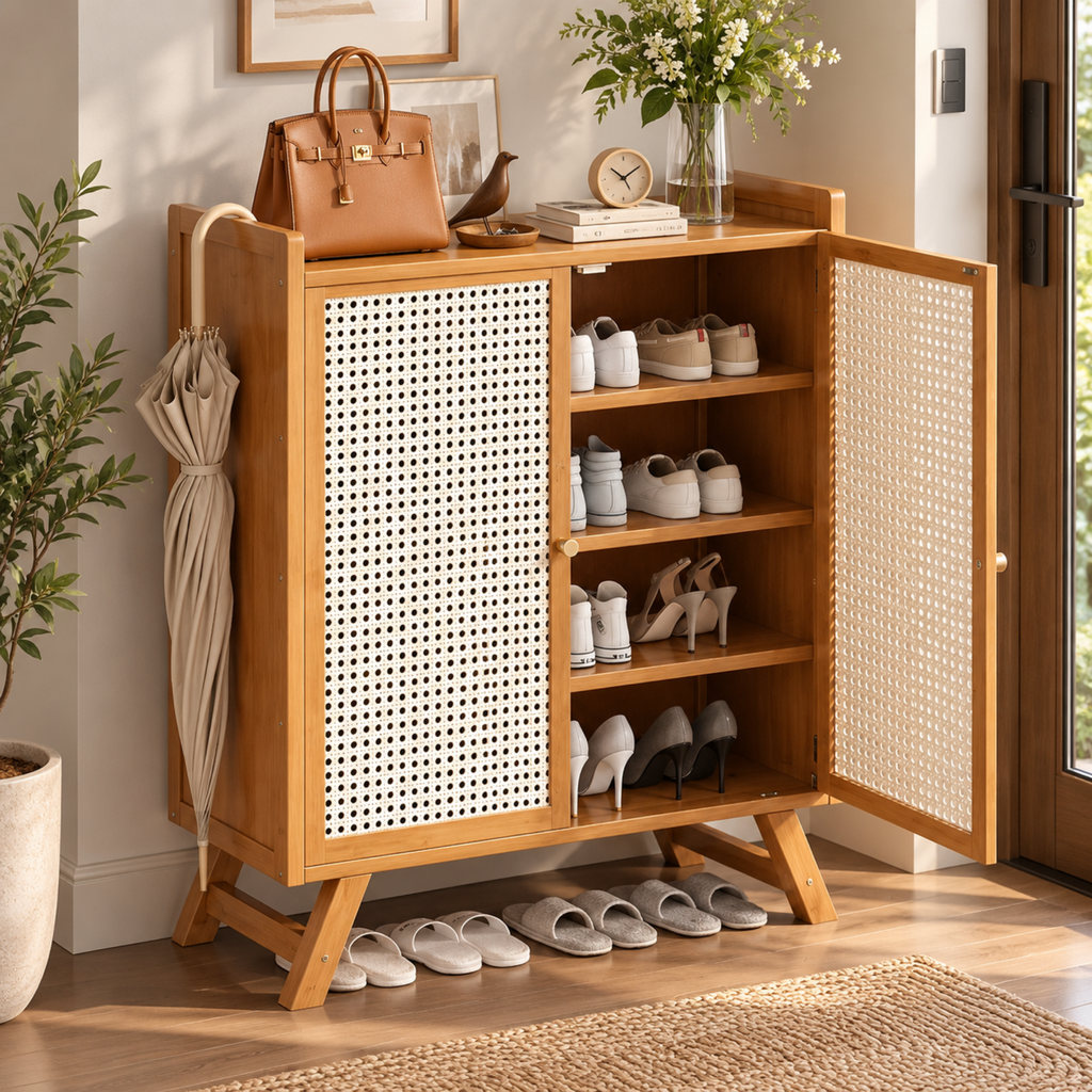 Modern multi-layer shoe rack cabinet with dustproof design, practical entryway shoe storage and organizer for home hallway
