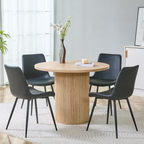 Modern Round Dining Table Set with 4 Chairs, Light Wood Minimalist Dining Set