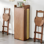 Modern Bamboo Bar Table & Folding Stool Set, Rectangular Space-Saving Dining Furniture