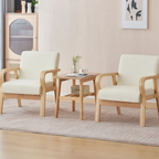 Modern Minimalist Pine Wood Table & Chair Set for Living Room