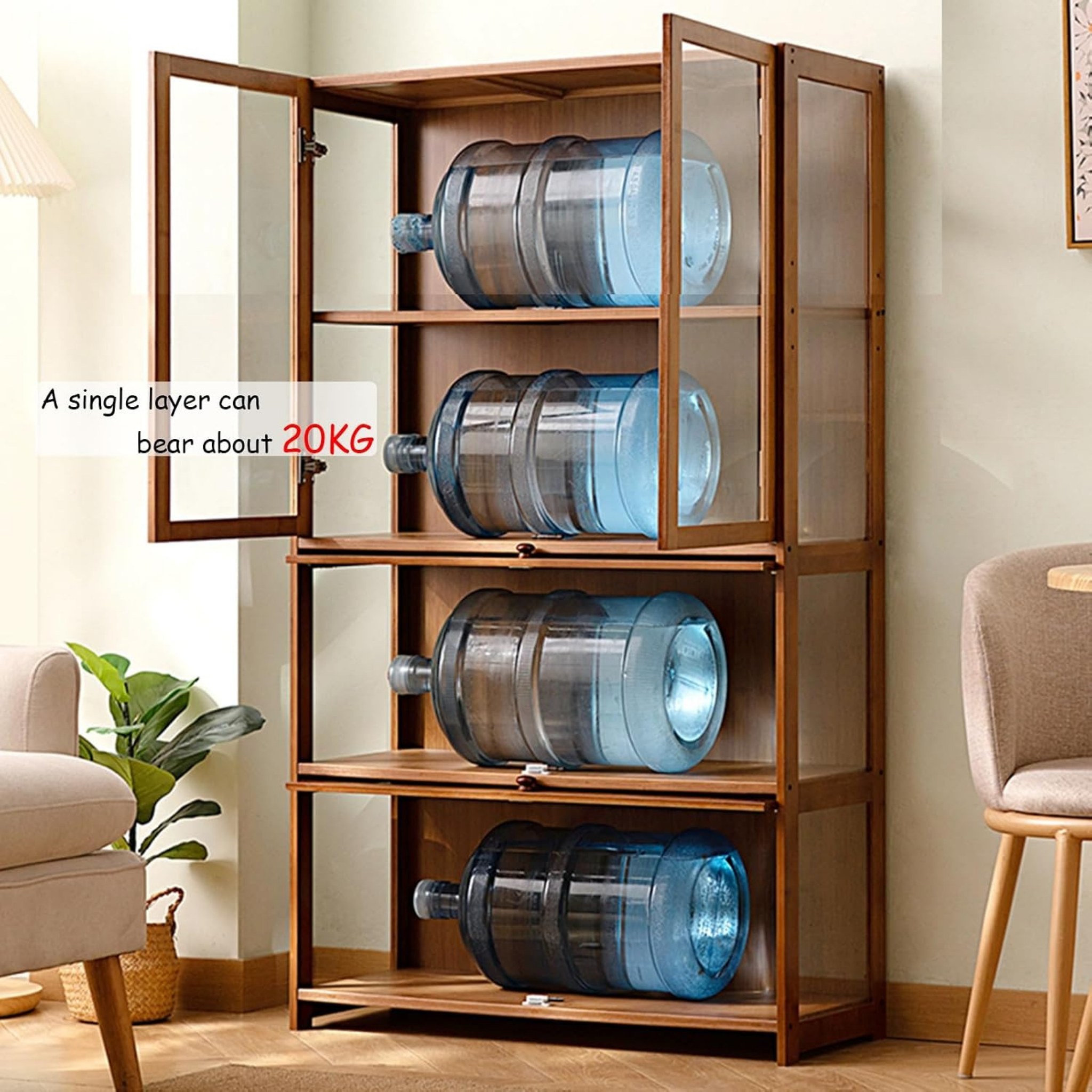 Bookshelf Solid Wood Floor to Ceiling Bookcase with Multi Tier Storage Shelves for Living Room Home Office Bedroom Display Cabinet