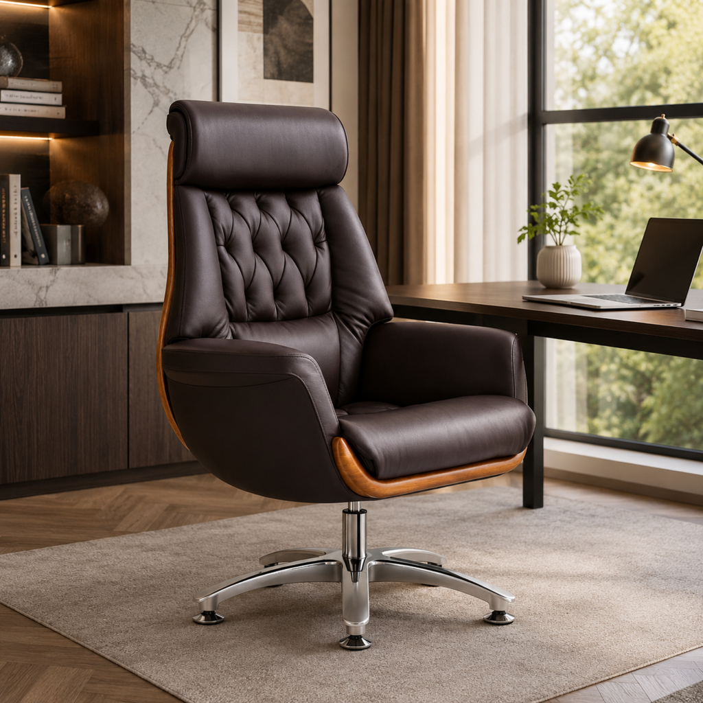 Modern leather executive office chair, luxury office chair, business desk chair, computer chair for home office, executive workspace and professional office