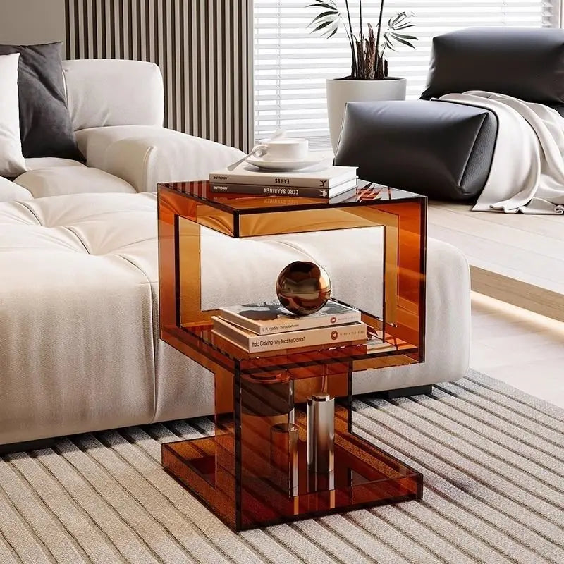 Acrylic Transparent Storage Rack, Simple Bedroom Rack, Bedside Table, Coffee Table