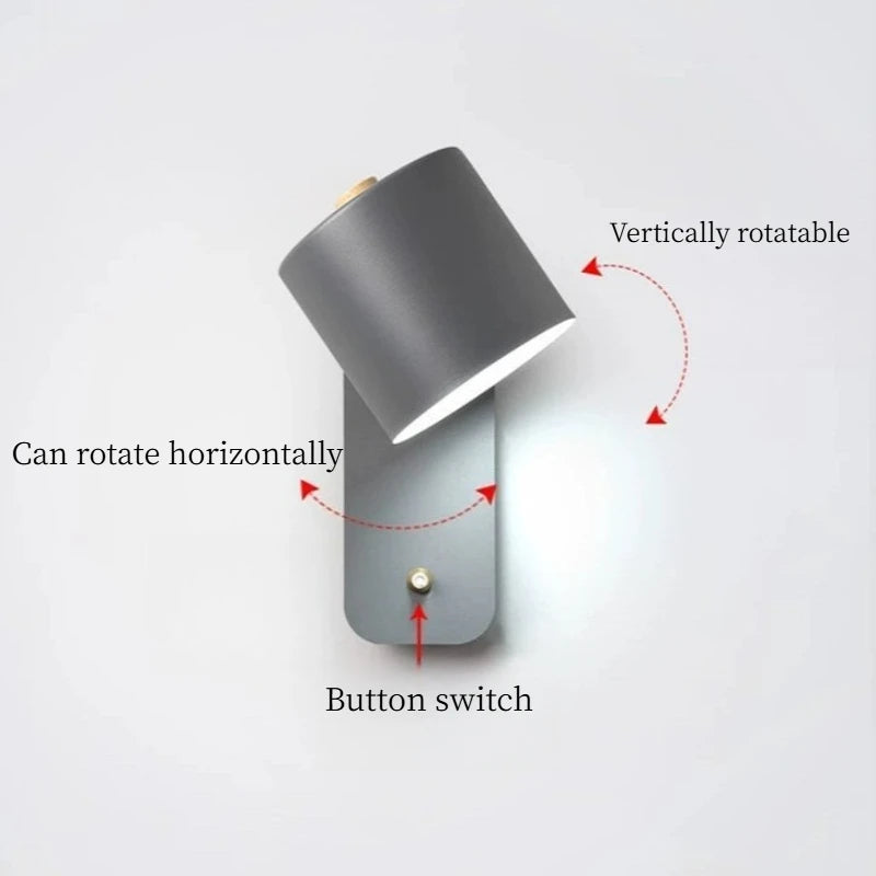 LED Wall Lamp with Switch Nordic Bedroom Bedlight Study Dining Room Corridor Macaron Minimally Home Decorative Light Fixture