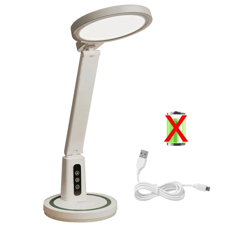 LED Clock Table Lamp USB Chargeable Dimmable Desk Lamp Plug-In LED Light Foldable Eye Protection Reading Night Light