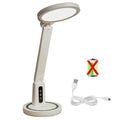 LED Clock Table Lamp USB Chargeable Dimmable Desk Lamp Plug-In LED Light Foldable Eye Protection Reading Night Light