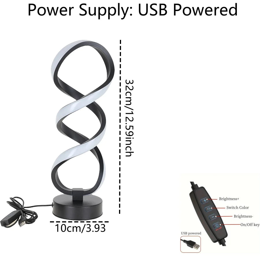 LED Ironwork High Legged Pleated Desk Lamp with USB Plug Three Color Stepless Dimming Bedside Touch Creative Bedroom Desk Lamp