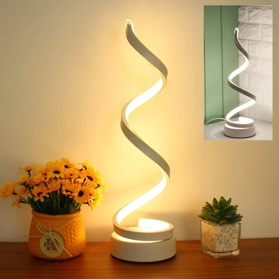 Modern Led Strip Spiral Table Lamp Night Light Dimmable 3 Color Bedside Lamp Desk Light for Bedroom Decoration Cute Light Lamp
