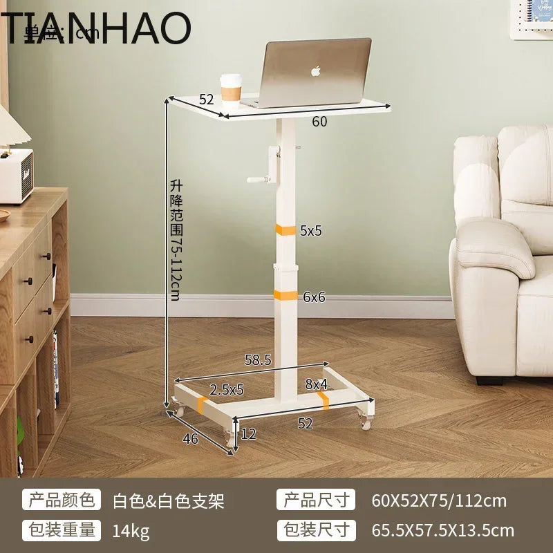 .Lifting Computer Desk Mobile Desk with Wheel Ideal for Home Learning Adjustable Gamer Desk for Adults