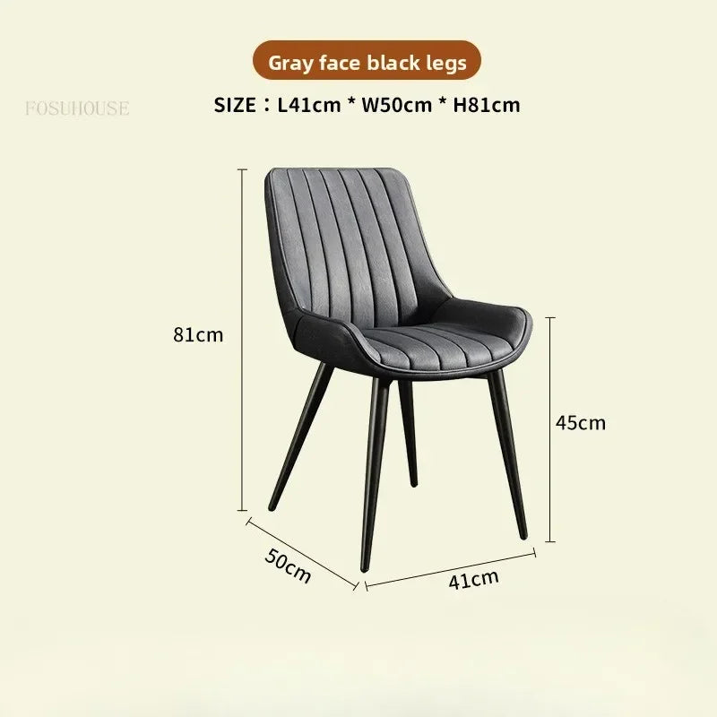 Modern Minimalist Backrest Dining Chairs Nordic Home Restaurant Furniture Light Luxury Leather Dressing Chair