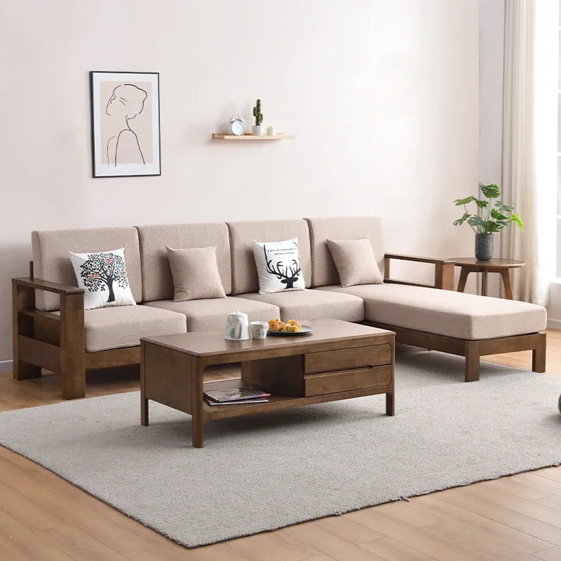 Living Room Sofas Minimalist Large Wooden Daybed Lazy Sofas Lounges Home Furniture