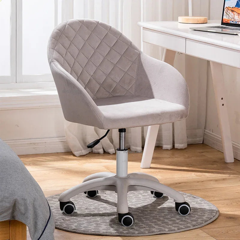 Nordic Furniture Velvet Office Chair for Office Student Study Lift Swivel Chair Home Comfortable Backrest Girl Pink Gaming Chair