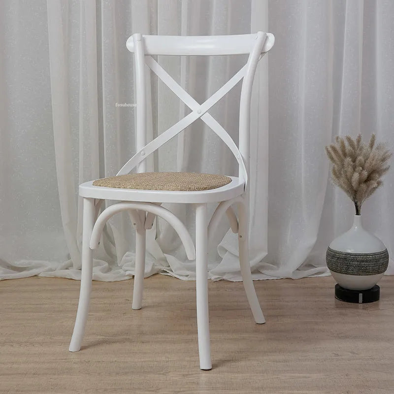 Nordic Retro Solid Wood Dining Chair Restaurant Furniture Simple Dining Chair American Homestay Casual Creative Back Chairs B R