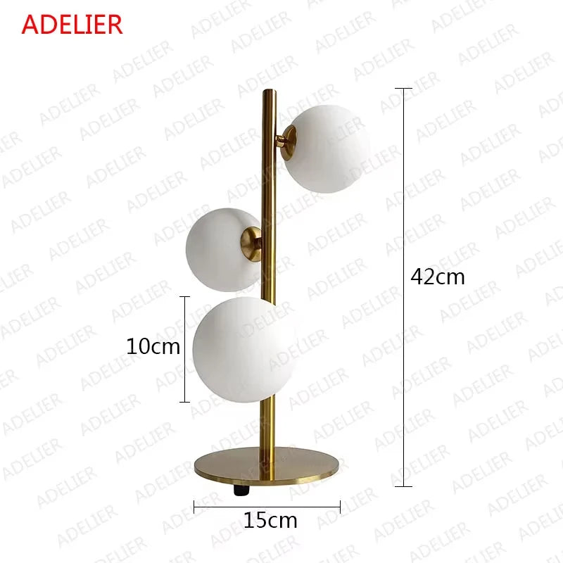 White Glass Ball Table Lamps Creative Bedroom Bedside Desk Lamp Iron Gold LED Lighting Fixture