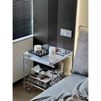 Acrylic 2-Tier Rolling Side Table, Mobile Storage Cart for Couch, Small Space-Saving Coffee Table with Wheels, Clear for Home