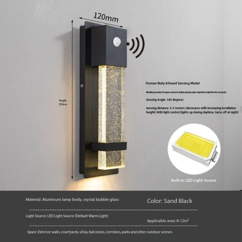 New Simple LED Outdoor Waterproof Wall Lamp Balcony Corridor Road Lamp Courtyard Villa Induction Lamp