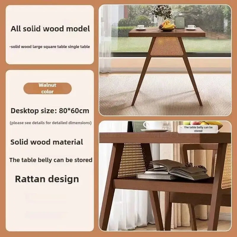 Garden Leisure Balcony Tea Table Solid Three-Piece Patio Furniture Rattan Wood Outdoor Tables and Chairs Furniture Nordic Sets M
