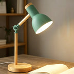 Creative Nordic Table Lamp - Wooden Art LED Turn Head Simple Design Eye Protection for Bedside Desk, Reading & Study
