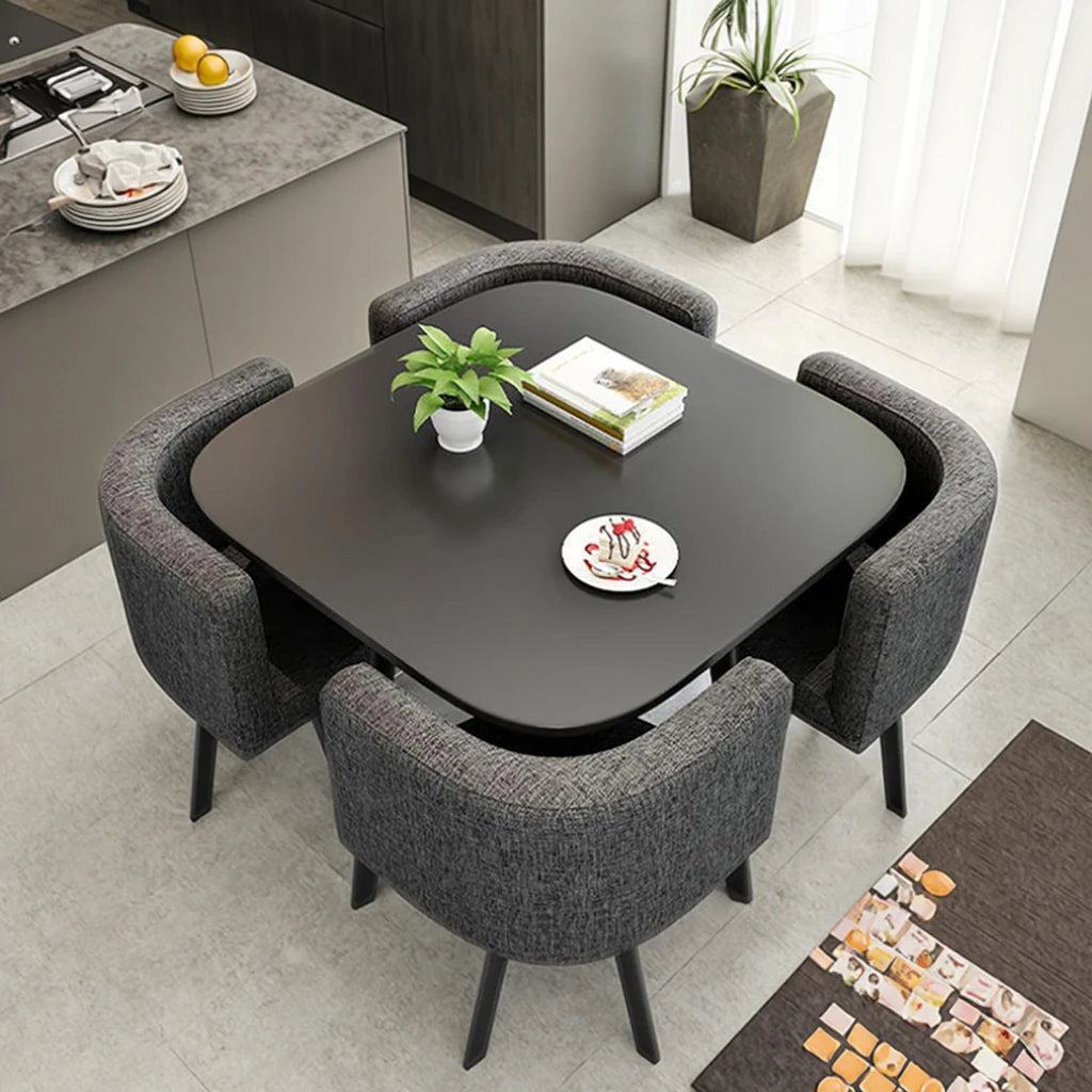 Customer High Quality Luxury Dining Room Set with Wood Stone Table and Chair Smokeless Barbecue Restaurant Furniture