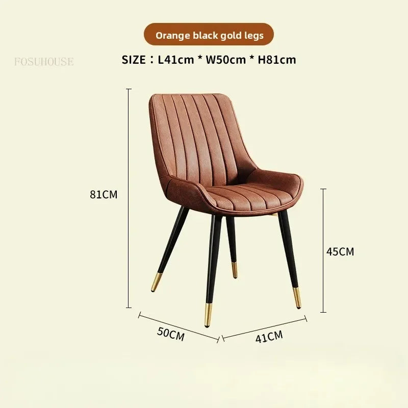 Modern Minimalist Backrest Dining Chairs Nordic Home Restaurant Furniture Light Luxury Leather Dressing Chair