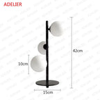 White Glass Ball Table Lamps Creative Bedroom Bedside Desk Lamp Iron Gold LED Lighting Fixture