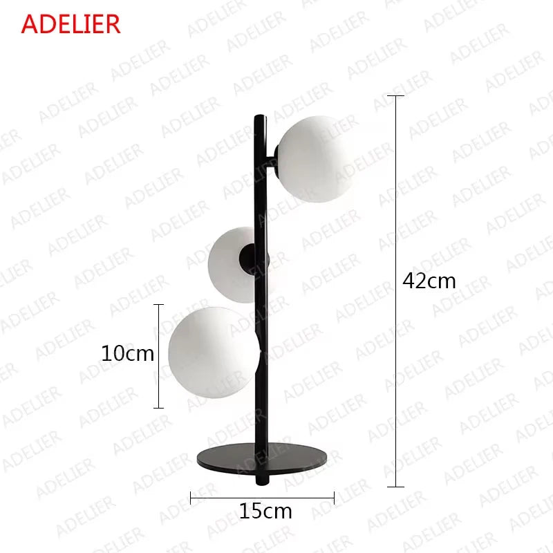 White Glass Ball Table Lamps Creative Bedroom Bedside Desk Lamp Iron Gold LED Lighting Fixture
