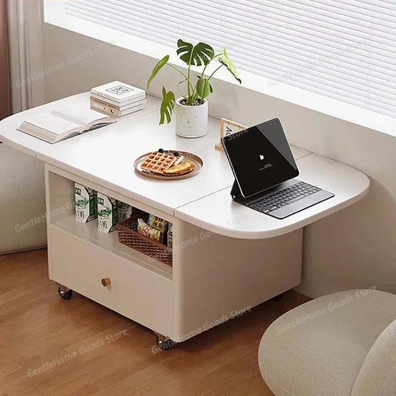Nordic Style Kawaii Coffee Table Organizer Drawer Trendy Luxury Foldable Coffee Table Wheels Runner Table Basse Home Furniture
