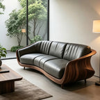 Grey Design New Chinese Style Solid Wood Living Room Sofas Armchairs Relax Sofa Living Room High-End Minimalist Home Furniture