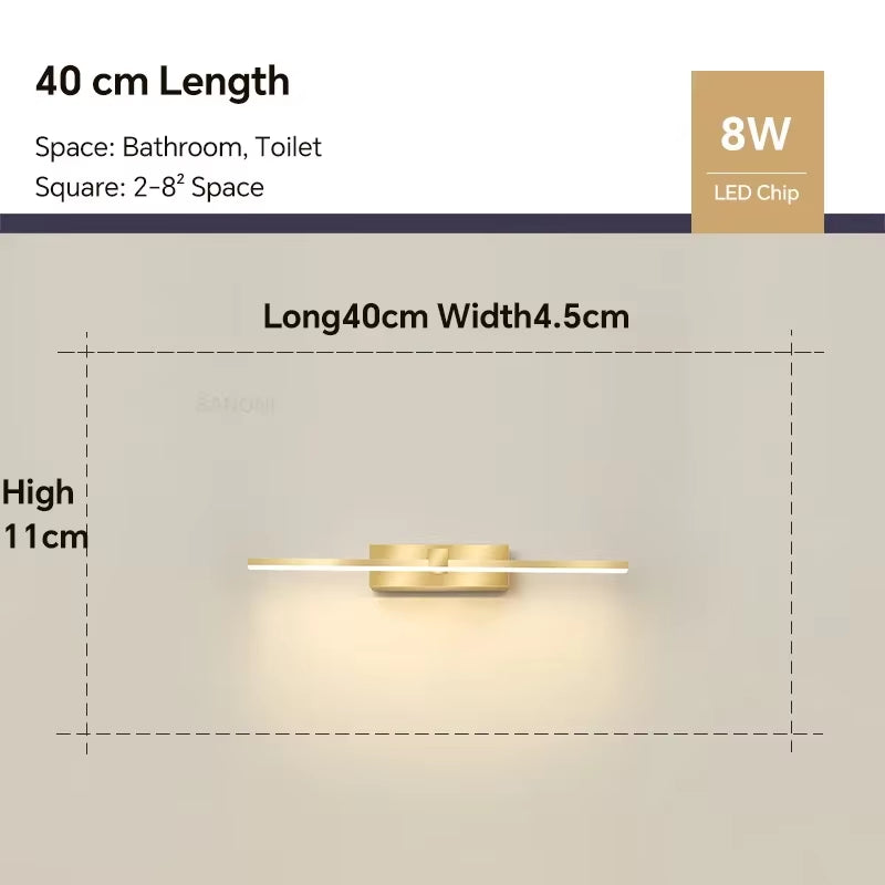 Modern LED Wall Lamp Bathroom Hardwares Sconce Three Colors Lights Aluminum Bathroom Bath Mirror Line Home Decor Light Fixture