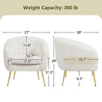 Accent Chair, Modern Cozy Vanity Chair with Gold Metal Legs, Boucle Fabric Armchair with Removable Seat Cushion for Living Room