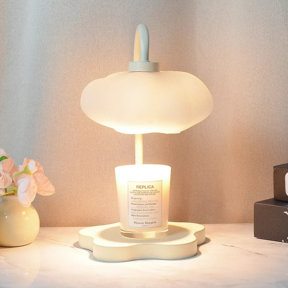 Creative Cloud-Shaped Wax Melt Lamp with Timer Aromatherapy Night Light Scented Candle Warmer Stylish Desk Table Lamp for Home
