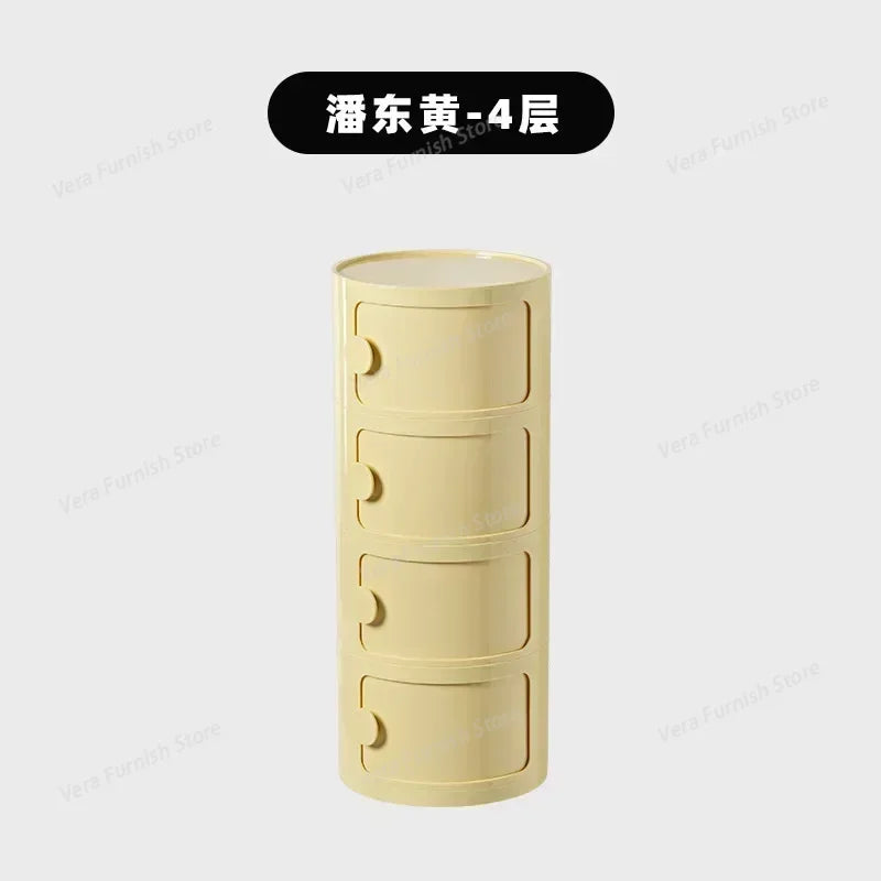 Nordic round Household Simple Creative Bedside Tables Bedroom Storage Cabinet Plastic Light Luxury Combination Small Cabinets