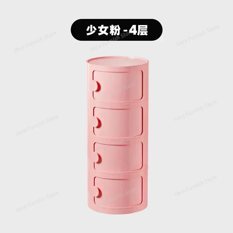 Nordic round Household Simple Creative Bedside Tables Bedroom Storage Cabinet Plastic Light Luxury Combination Small Cabinets