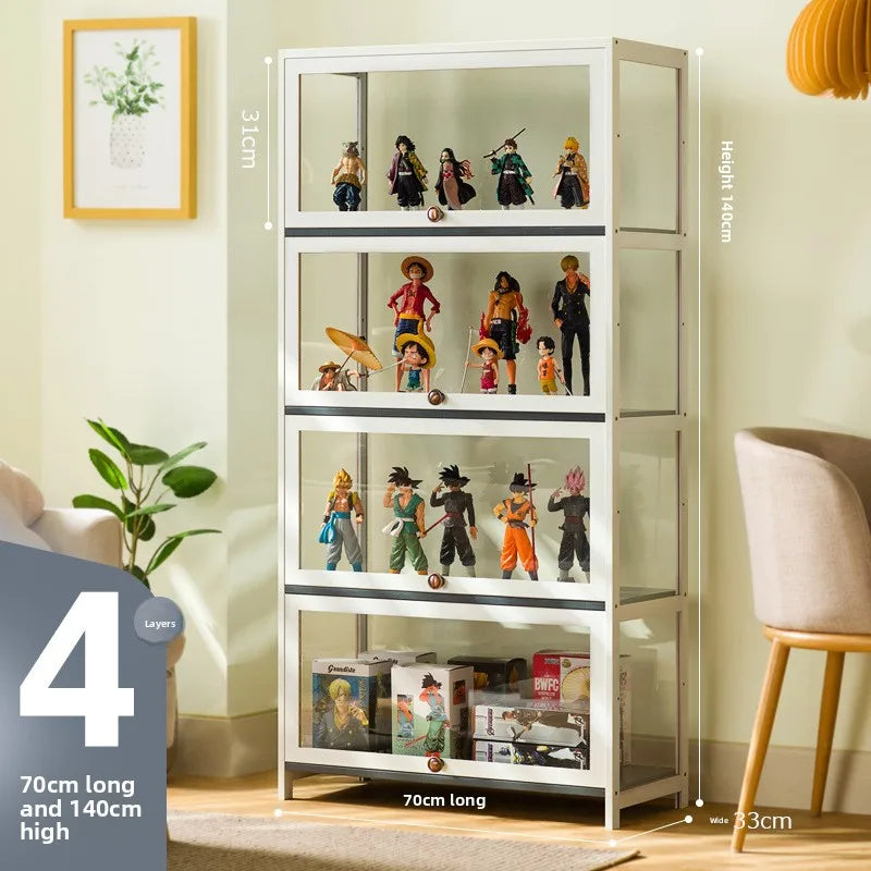 Figure Display Cabinet Imitation Glass Transparent Dust-Proof Display Cabinet Lego Toys Acrylic Storage Box Bookcase Shelf