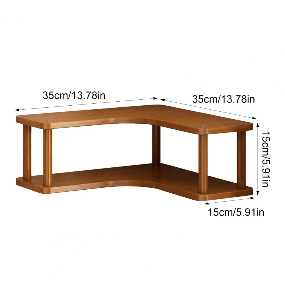 Minimalist Wooden Desk Organizer 3-Tier Corner Shelf for Books, Plants Office Supplies Handmade Multi-Level Storage Stand Tea