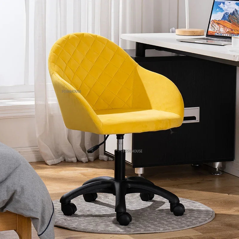 Nordic Furniture Velvet Office Chair for Office Student Study Lift Swivel Chair Home Comfortable Backrest Girl Pink Gaming Chair