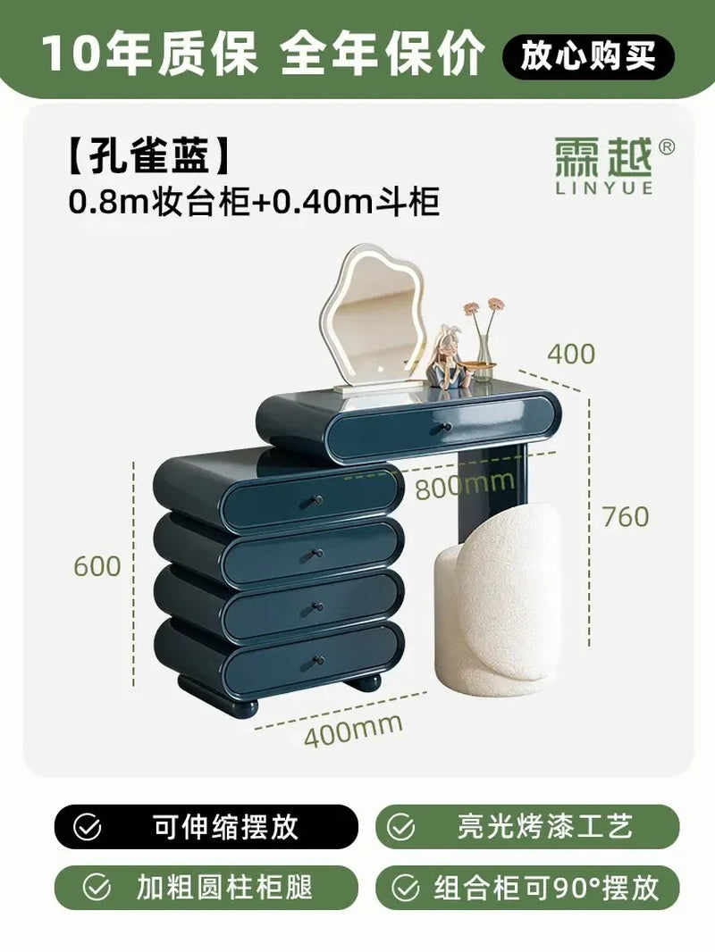 M45 Dresser, Chest, Integrated Italian Light Luxury Bedroom, Retractable Cream Style Small Makeup Table