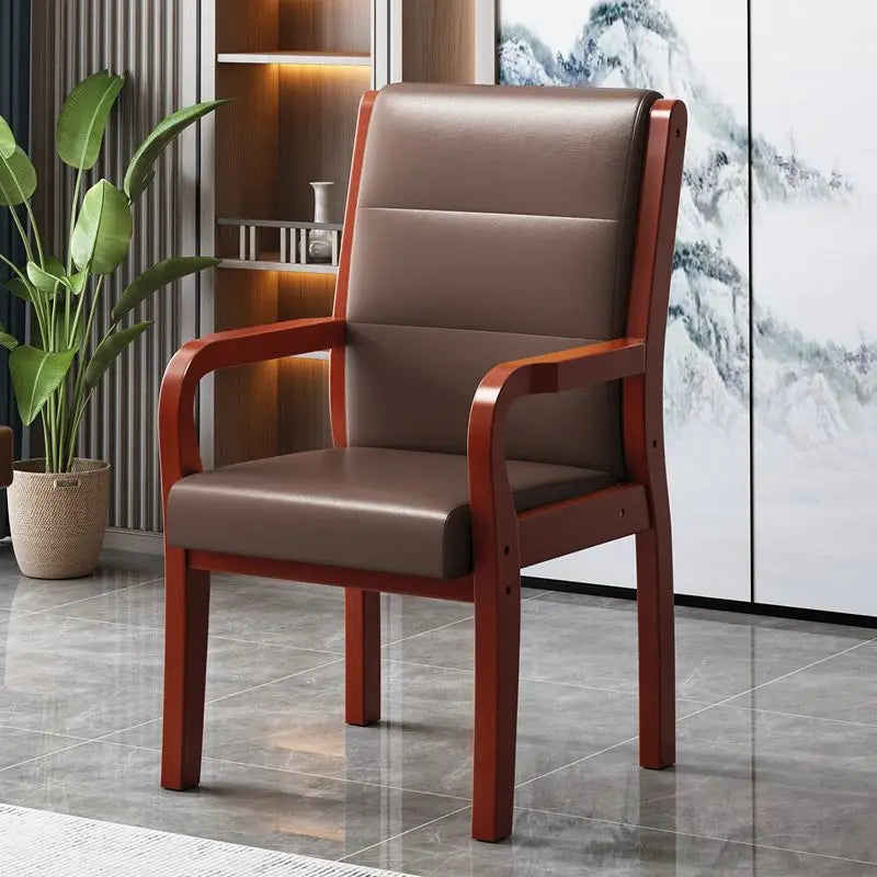 Solid Wood Armchair Upholstered Nappa Leather Rubberwood Frame High Density Foam Cushion Modern Comfy Chair for Home