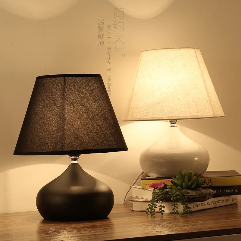 Modern Fashion Simplicity Ceramics Desk Lamp Iron Cloth Led Table Lamp for Bedroom Bedside Lamp Living Room Deco Lights Fixtures