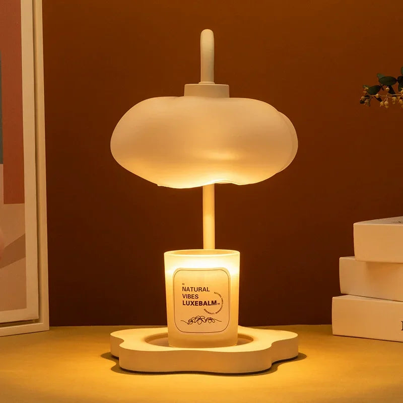 Creative Cloud-Shaped Wax Melt Lamp with Timer Aromatherapy Night Light Scented Candle Warmer Stylish Desk Table Lamp for Home