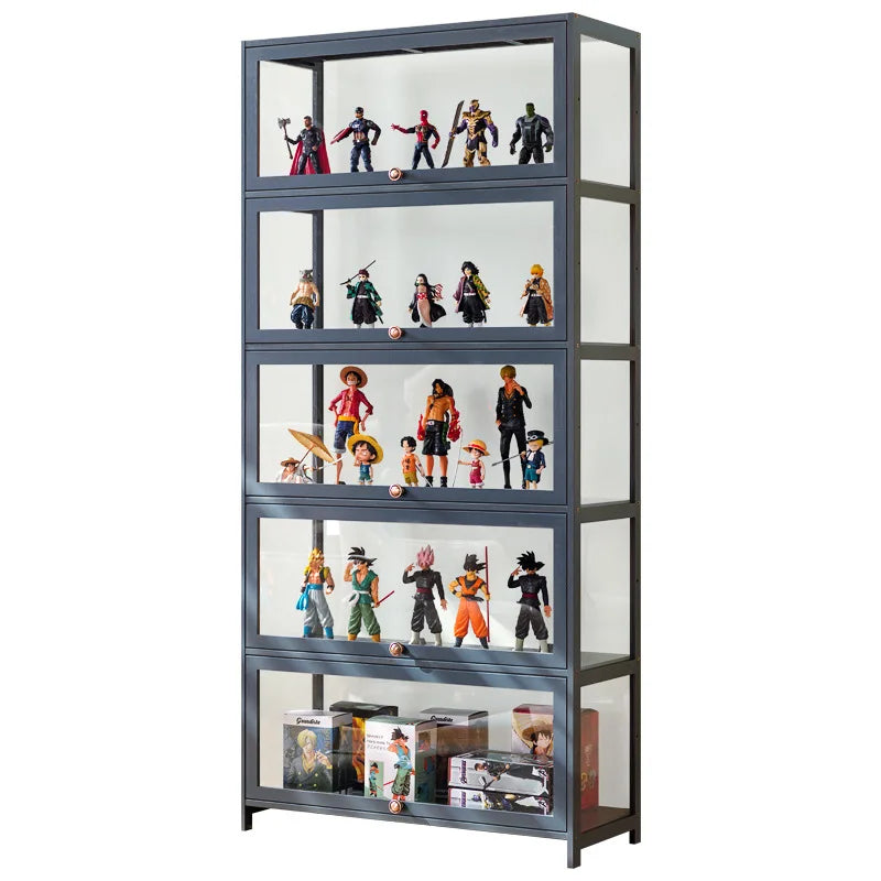 Figure Display Cabinet Imitation Glass Transparent Dust-Proof Display Cabinet Lego Toys Acrylic Storage Box Bookcase Shelf