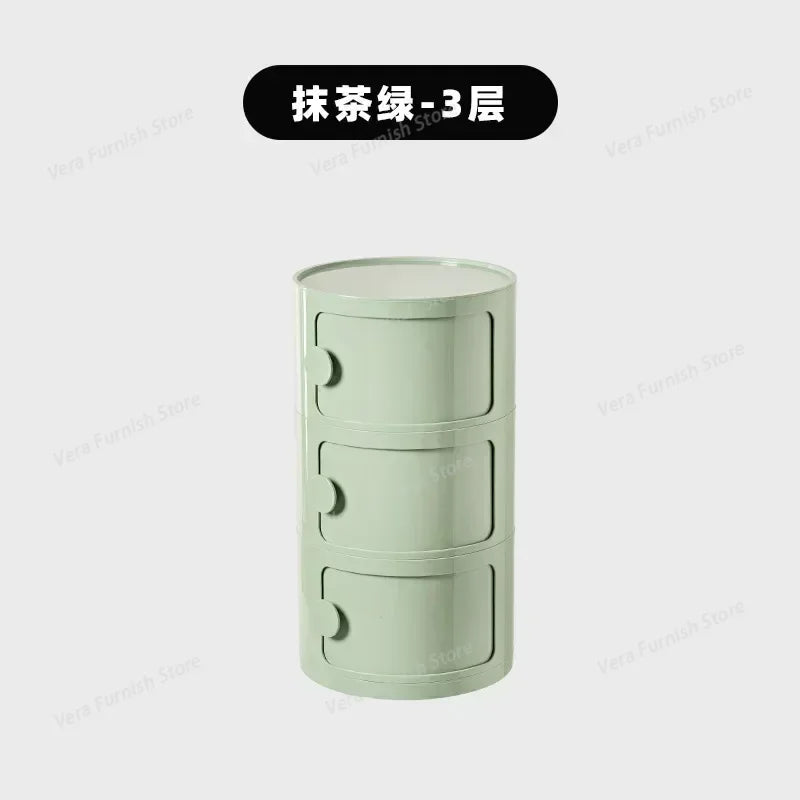 Nordic round Household Simple Creative Bedside Tables Bedroom Storage Cabinet Plastic Light Luxury Combination Small Cabinets