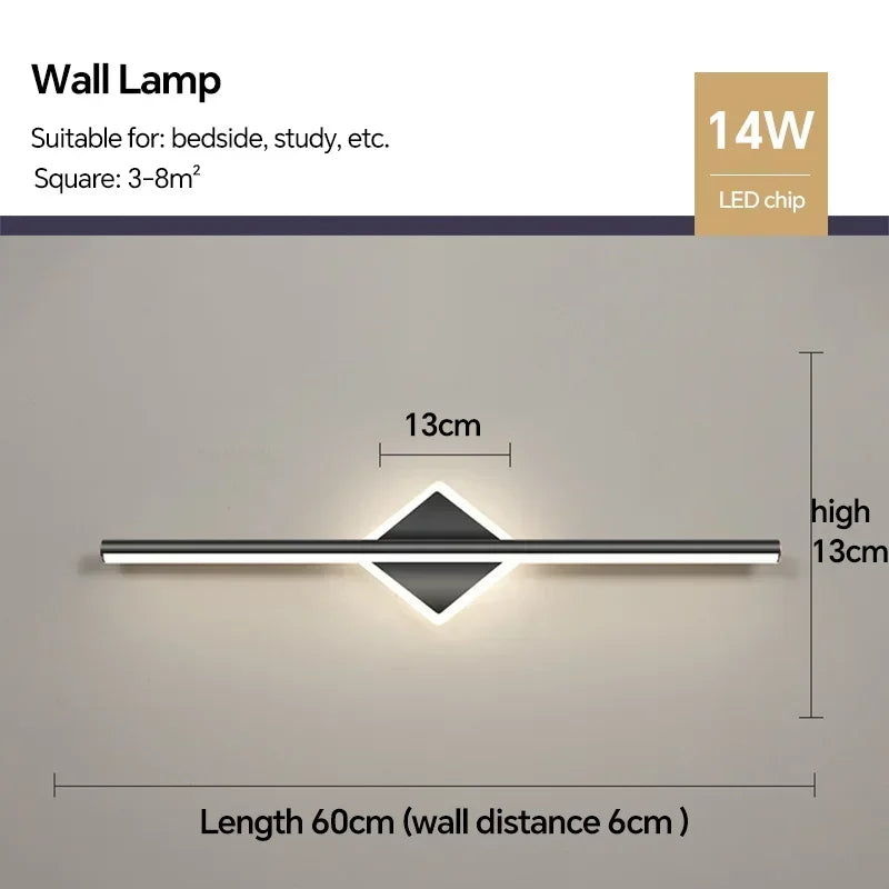Modern LED Long Strip Wall Lamp for Bathroom Mirror Lamp Living Room Bedsideds Interior Decor Lighting Fixture Wall Sconce