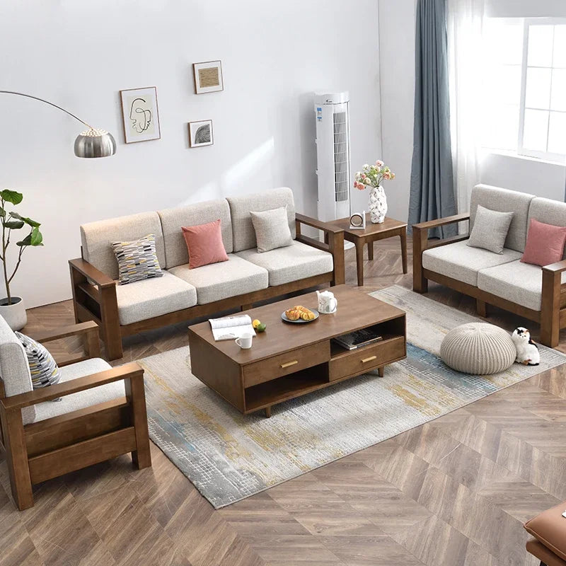 Living Room Sofas Minimalist Large Wooden Daybed Lazy Sofas Lounges Home Furniture