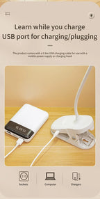 Led Table Lamp USB Rechargeable Night Light with Folding Clamp Study Stand Read Lamp Touch 3 Modes Dimming Eye Protection Light