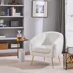 Accent Chair, Modern Cozy Vanity Chair with Gold Metal Legs, Boucle Fabric Armchair with Removable Seat Cushion for Living Room