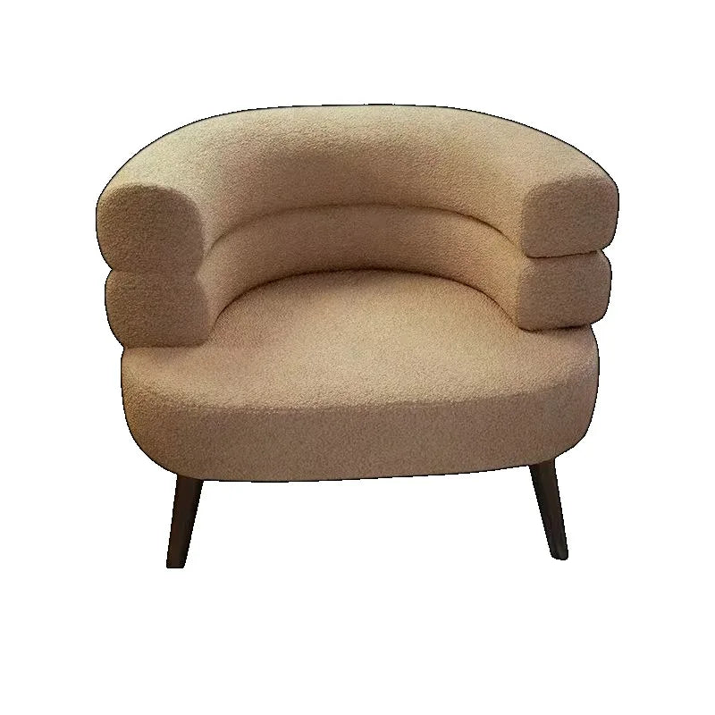 Simple Home Modern Nordic Style Single Sofa Chair with Black Metal Legs Soft Teddy Fleece for Living Room Bedroom Home Furniture